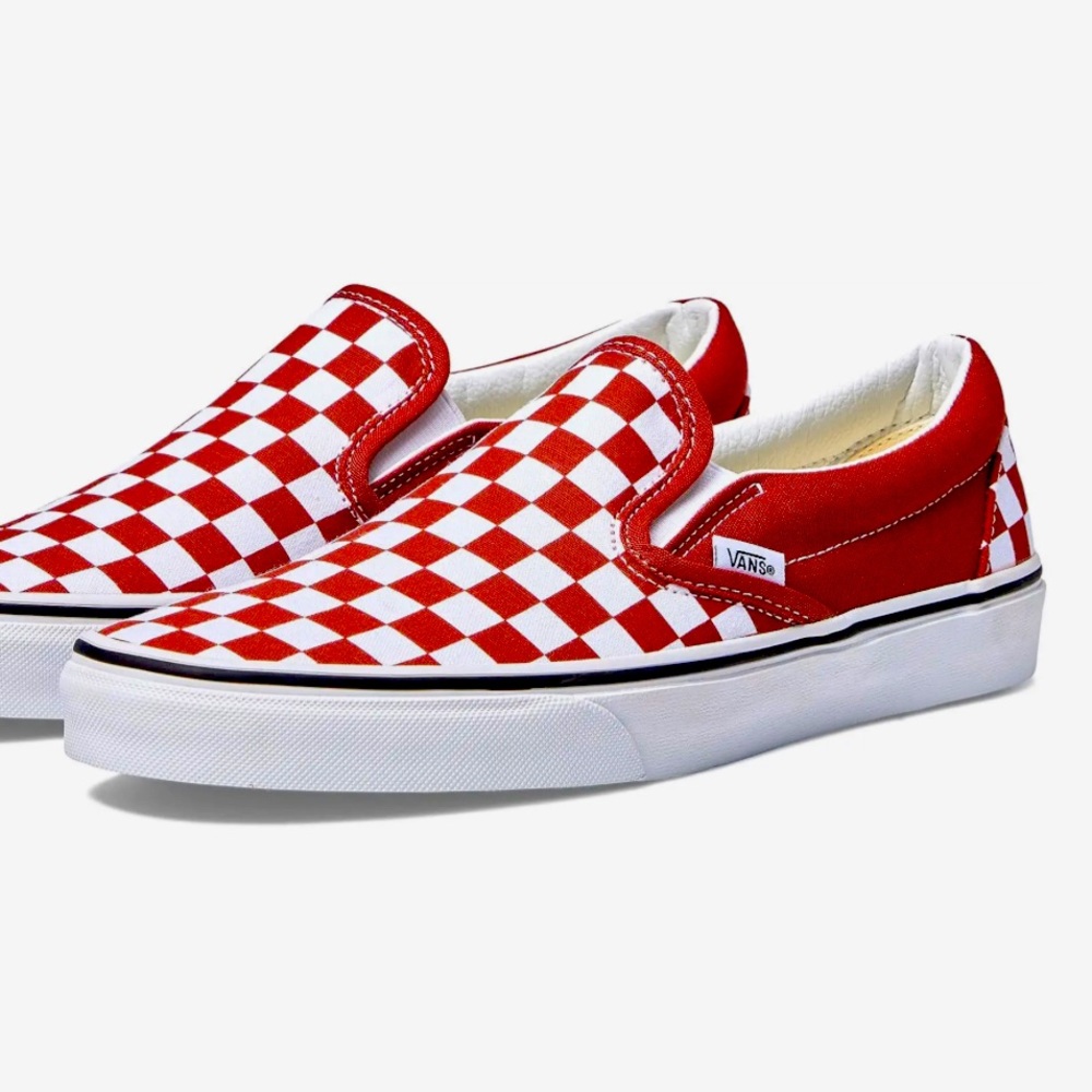 Vans Red Classic Checkerboard Slip-Ons❤️EUC